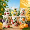 White ceramic fruit-decorated kettle, home decoration, kitchenware, creative teapot Specification image